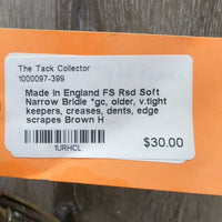 FS Rsd Soft Narrow Bridle *gc, older, v.tight keepers, creases, dents, edge scrapes
