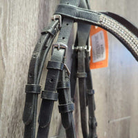 Monocrown Dressage Bridle, Buckles, Bling, Plain Reins *vgc, NO Flash, dirty, mnr missing bling
