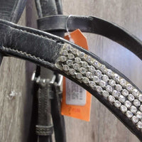 Monocrown Dressage Bridle, Buckles, Bling, Plain Reins *vgc, NO Flash, dirty, mnr missing bling
