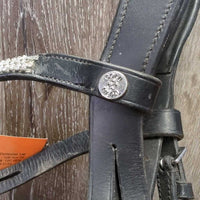 Monocrown Dressage Bridle, Buckles, Bling, Plain Reins *vgc, NO Flash, dirty, mnr missing bling
