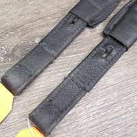 Soft Nylon Lined T Bar Stirrup Leathers, 2 Guards *gc, threads, stretched holes, dents

