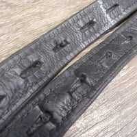 Soft Nylon Lined T Bar Stirrup Leathers, 2 Guards *gc, threads, stretched holes, dents

