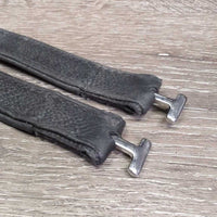 Soft Nylon Lined T Bar Stirrup Leathers, 2 Guards *gc, threads, stretched holes, dents
