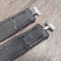 Soft Nylon Lined T Bar Stirrup Leathers, 2 Guards *gc, threads, stretched holes, dents
