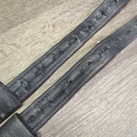 Soft Nylon Lined T Bar Stirrup Leathers, 2 Guards *gc, threads, stretched holes, dents
