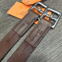 Soft Stirrup Leathers *vgc/fair, mnr dents, top cracks, uneven, UNSTITCHED corners, stains, rubs
