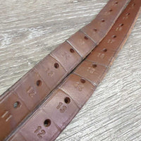 Soft Stirrup Leathers *vgc/fair, mnr dents, top cracks, uneven, UNSTITCHED corners, stains, rubs
