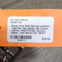 Soft Stirrup Leathers *vgc/fair, mnr dents, top cracks, uneven, UNSTITCHED corners, stains, rubs
