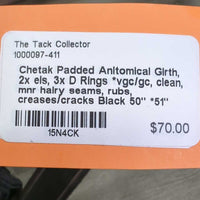 Padded Anitomical Girth, 2x els, 3x D Rings *vgc/gc, clean, mnr hairy seams, rubs, creases/cracks
