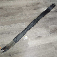 Padded Leather Girth, els *gc, clean, stretched elastic, stains, rubs, hairy seams, older
