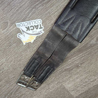 Padded Leather Girth, els *gc, clean, stretched elastic, stains, rubs, hairy seams, older
