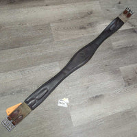 Padded Leather Girth, 2x els *gc/fair, older, clean, stretched & frayed elastic, creases, rubs, hairy seams

