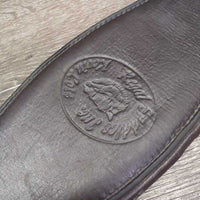 Padded Leather Girth, 2x els *gc/fair, older, clean, stretched & frayed elastic, creases, rubs, hairy seams
