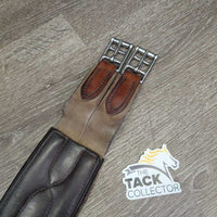 Padded Leather Girth, 2x els *gc/fair, older, clean, stretched & frayed elastic, creases, rubs, hairy seams
