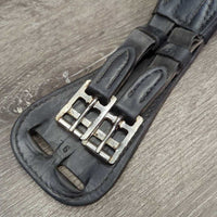 Leather Short Girth, 2x els *gc, older, clean, stretched els, mnr rust, curled edges
