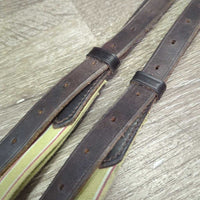 Soft Leather & Elastic Side Reins, Roller Buckles *gc, dirty, marker, rubs, scraped edges
