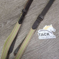 Soft Leather & Elastic Side Reins, Roller Buckles *gc, dirty, marker, rubs, scraped edges
