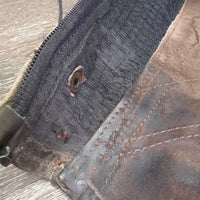 Suede Half Chaps *fair, rubs, stains, dirty, faded, unstitched seams, stretched elastics, threads
