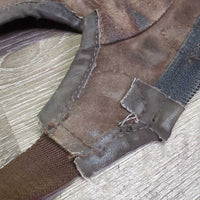 Suede Half Chaps *fair, rubs, stains, dirty, faded, unstitched seams, stretched elastics, threads
