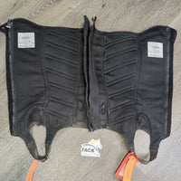 Leather Half Chaps *gc/fair, holey lining, rubs, bubbled/peeliog, unstitched edge, frayed elastics, dirty, hair

