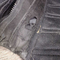 Leather Half Chaps *gc/fair, holey lining, rubs, bubbled/peeliog, unstitched edge, frayed elastics, dirty, hair
