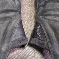 Leather Half Chaps *gc/fair, holey lining, rubs, bubbled/peeliog, unstitched edge, frayed elastics, dirty, hair
