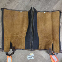 Leather Half Chaps *vgc/gc, clean, edge rubs, stains & rubs, unstiched edge
