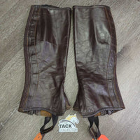 Leather Half Chaps *vgc/gc, clean, edge rubs, stains & rubs, unstiched edge
