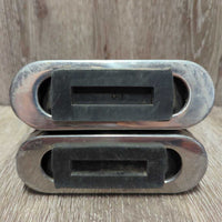 Flexi Stirrup Irons, Stubben? grips *gc, dirty, rubs, loose rubber covers, faded, slice

