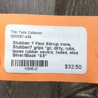 Flexi Stirrup Irons, Stubben? grips *gc, dirty, rubs, loose rubber covers, faded, slice
