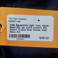 Light Vest, zipper, Back Zip *gc, seam puckers, mnr stain?, frayed inner seams, older
