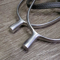 Hvy Thick Flat End Spurs, Narrow Leather Spur Straps *vgc, clean, mnr dents, rubs & scratches, widened
