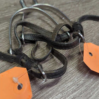 Hvy Thick Flat End Spurs, Narrow Leather Spur Straps *vgc, clean, mnr dents, rubs & scratches, widened
