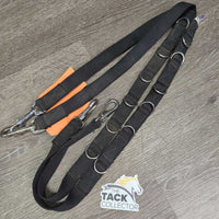 Soft Nylon Web Side Reins, Dee RIngs *vgc, oxidization, clean & mnr dirty, older? *no elastic*

