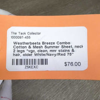 Cotton & Mesh Summer Sheet, neck, 2 legs *vgc, clean, mnr stains & hair, older
