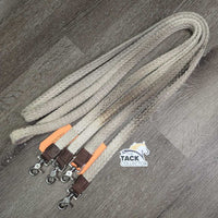 Flat Braided Cotton Barrel - Roper Loop Reins, snaps *gc/fair, stains, dingy, dirty, rubs, pills, snags
