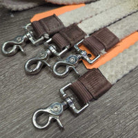 Flat Braided Cotton Barrel - Roper Loop Reins, snaps *gc/fair, stains, dingy, dirty, rubs, pills, snags
