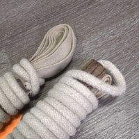 2x 22' Cotton Driving Lines, Plastic Snap *gc, stained, dingy, dirt, pilly, rubs, frays
