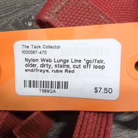 Nylon Web Lunge Line *gc/fair, older, dirty, stains, cut off loop end/frays, rubs

