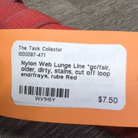 Nylon Web Lunge Line *gc/fair, older, dirty, stains, cut off loop end/frays, rubs
