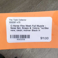 Fine Mesh Full Muzzle - Nose Net, Snaps & Velcro *xc/like new, clean, marker
