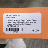Canvas Cantle Bag, Zipper *vgc, clean, frayed/unstitched seams, v.long loose inside threads
