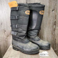 Pr Winter Riding Boots, velcro, felt liners *gc, dirt, mnr faded, rubs & scrapes, older
