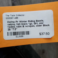 Pr Winter Riding Boots, velcro, felt liners *gc, dirt, mnr faded, rubs & scrapes, older
