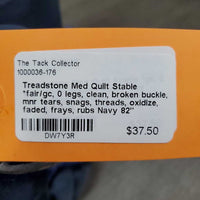 Med Quilt Stable Blanket *fair/gc, 0 legs, clean, broken buckle, mnr tears, snags, threads, oxidize, faded, frays, rubs
