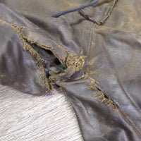Oilskin Pants, drawstring waist *fair, rubs, older, stains, scratches, Seat: .rubs, unstitched, stains & frayed
