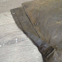 Oilskin Pants, drawstring waist *fair, rubs, older, stains, scratches, Seat: .rubs, unstitched, stains & frayed
