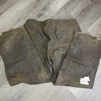 Oilskin Pants, drawstring waist *fair, rubs, older, stains, scratches, Seat: .rubs, unstitched, stains & frayed
