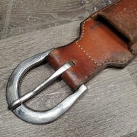 3" W Soft Thick Leather Back Cinch, connector strap, Keepers *vgc/gc, dents, scrapes, curled edge, mnr dirt, slices
