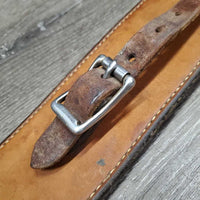 3" W Soft Thick Leather Back Cinch, connector strap, Keepers *vgc/gc, dents, scrapes, curled edge, mnr dirt, slices
